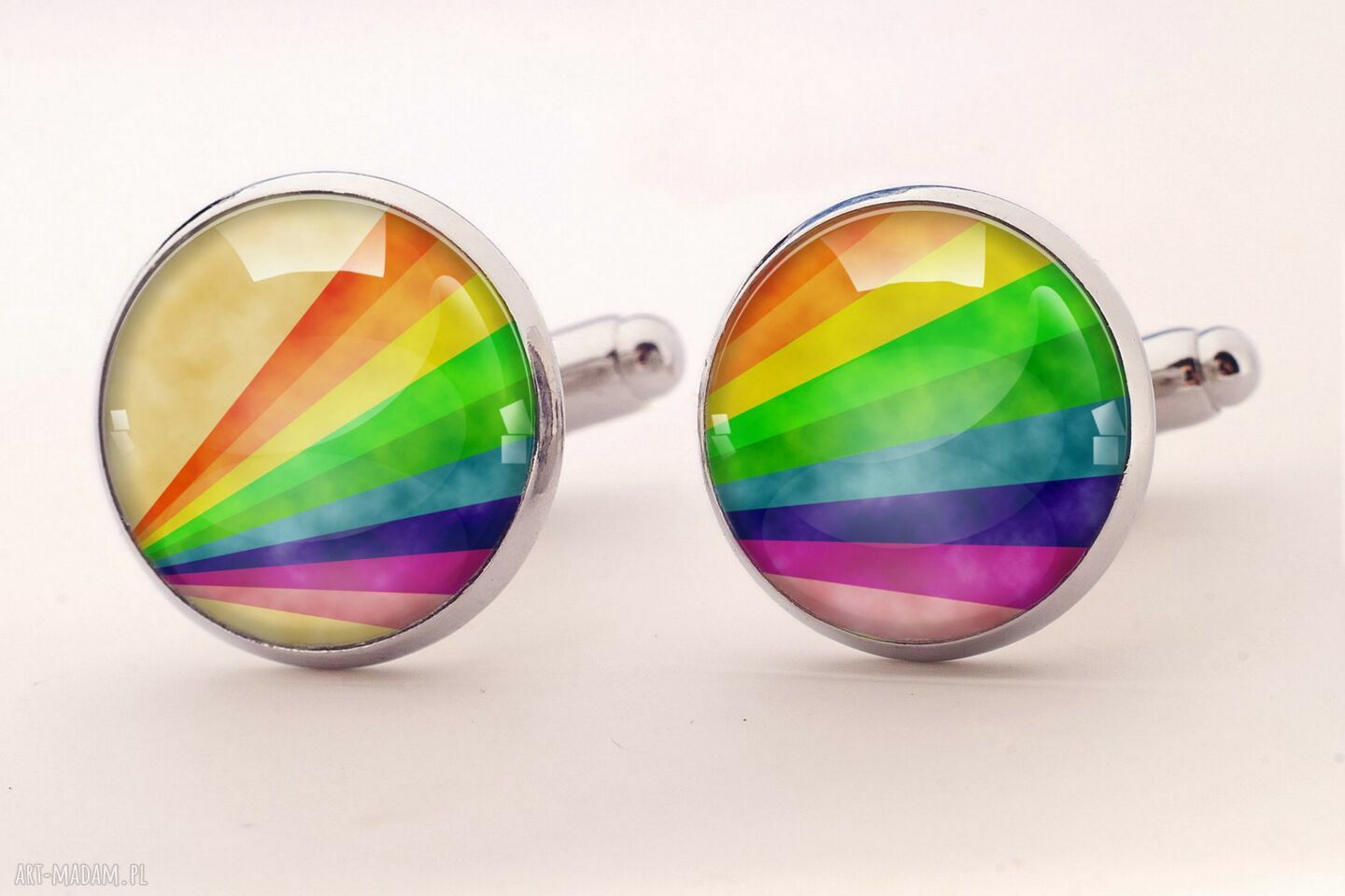 Tęcza spinki mankietów tęczowe męskie prezent ręcznie robione