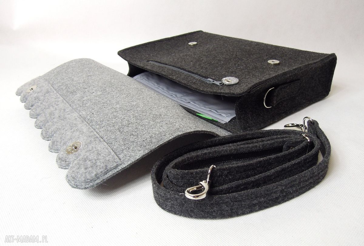 Teczka Filcowa na Laptopa, dokumenty, do szkoły, na ramię, kolorowa handmade