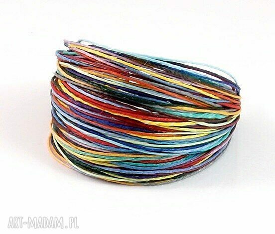 Tęczowa bransoletka lniana handmade - regulowana