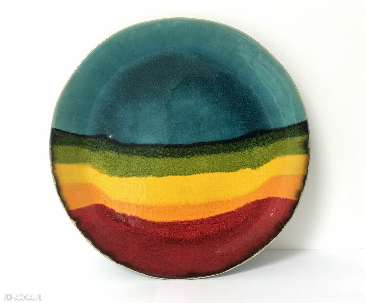 Tęczowa patera ceramiczna - kolorowy talerz dekoracyjny