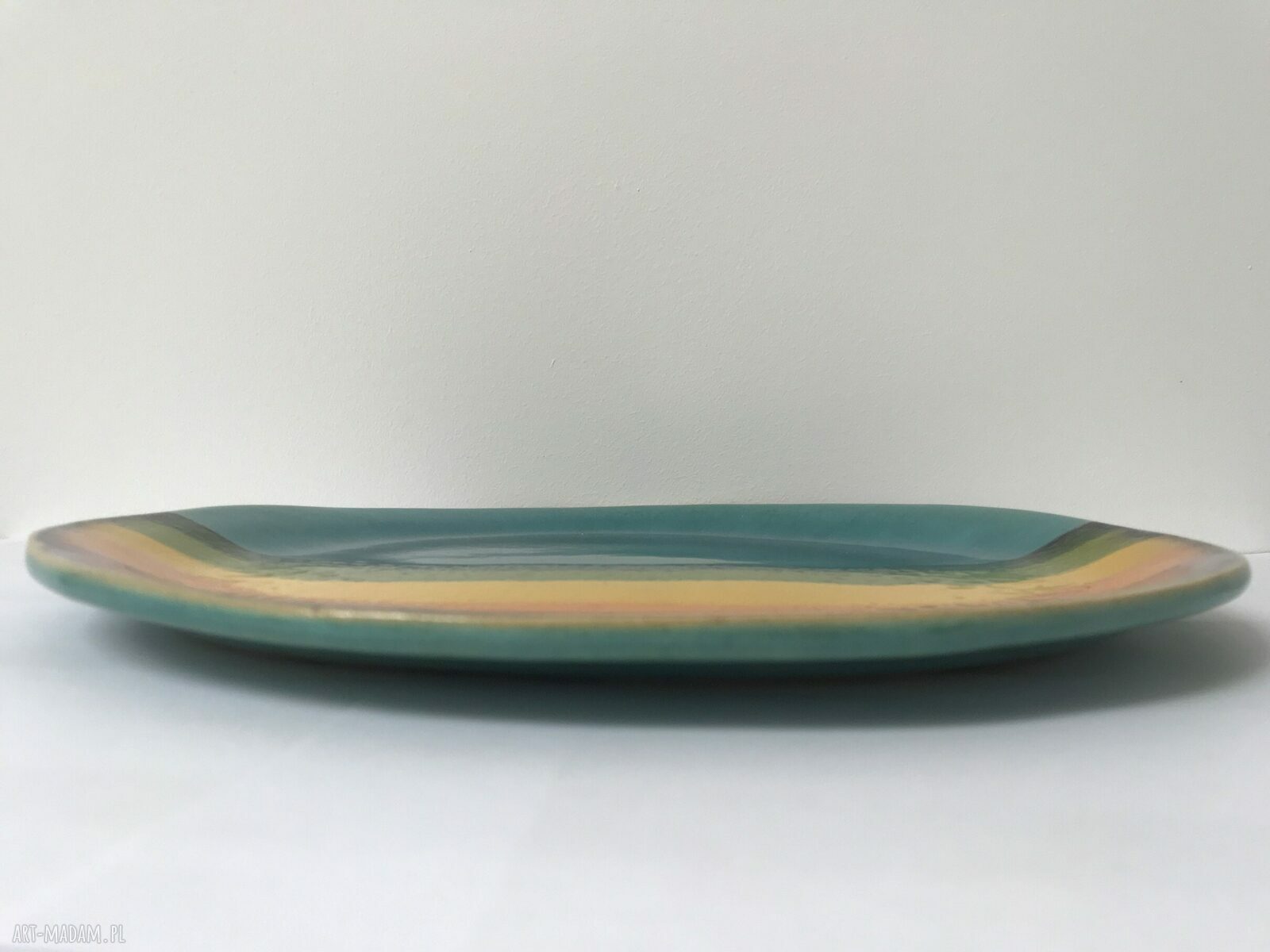 Tęczowa patera ceramiczna - kolorowy talerz dekoracyjny