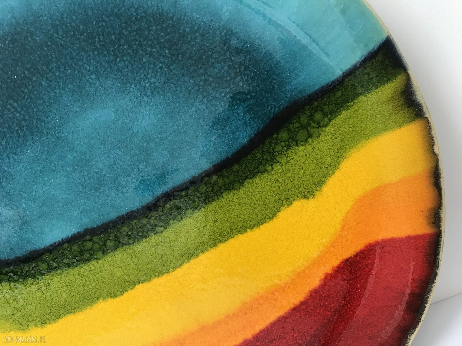 Tęczowa patera ceramiczna - kolorowy talerz dekoracyjny