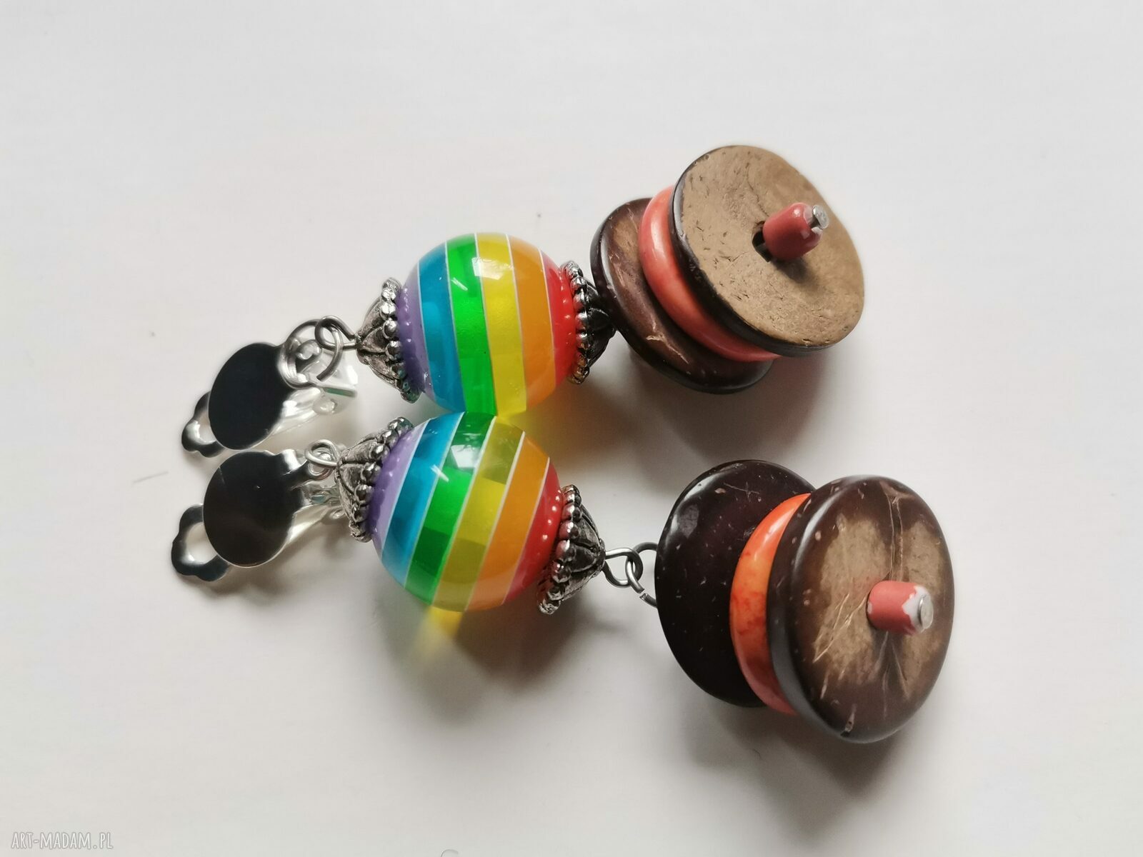 Klipsy tęczowe boho Frida - lekkie, kolorowe (bez przekłuwania)