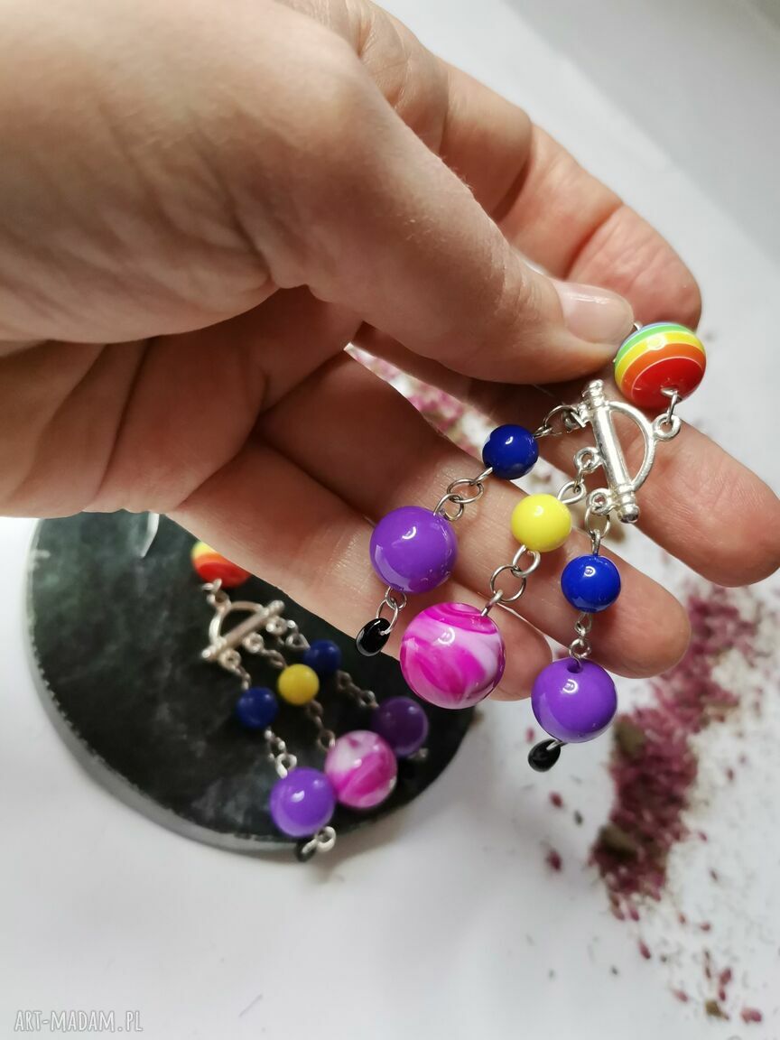 Kolczyki Tęczowe Energetyczne - ręcznie robione boho etno