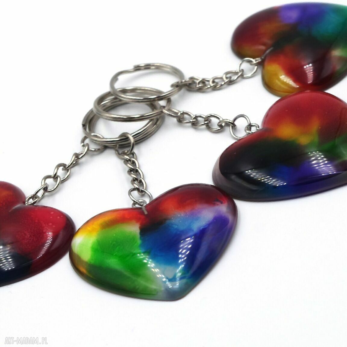 Tęczowe serca z żywicy - ręcznie barwione symbole Pride LGBTQA