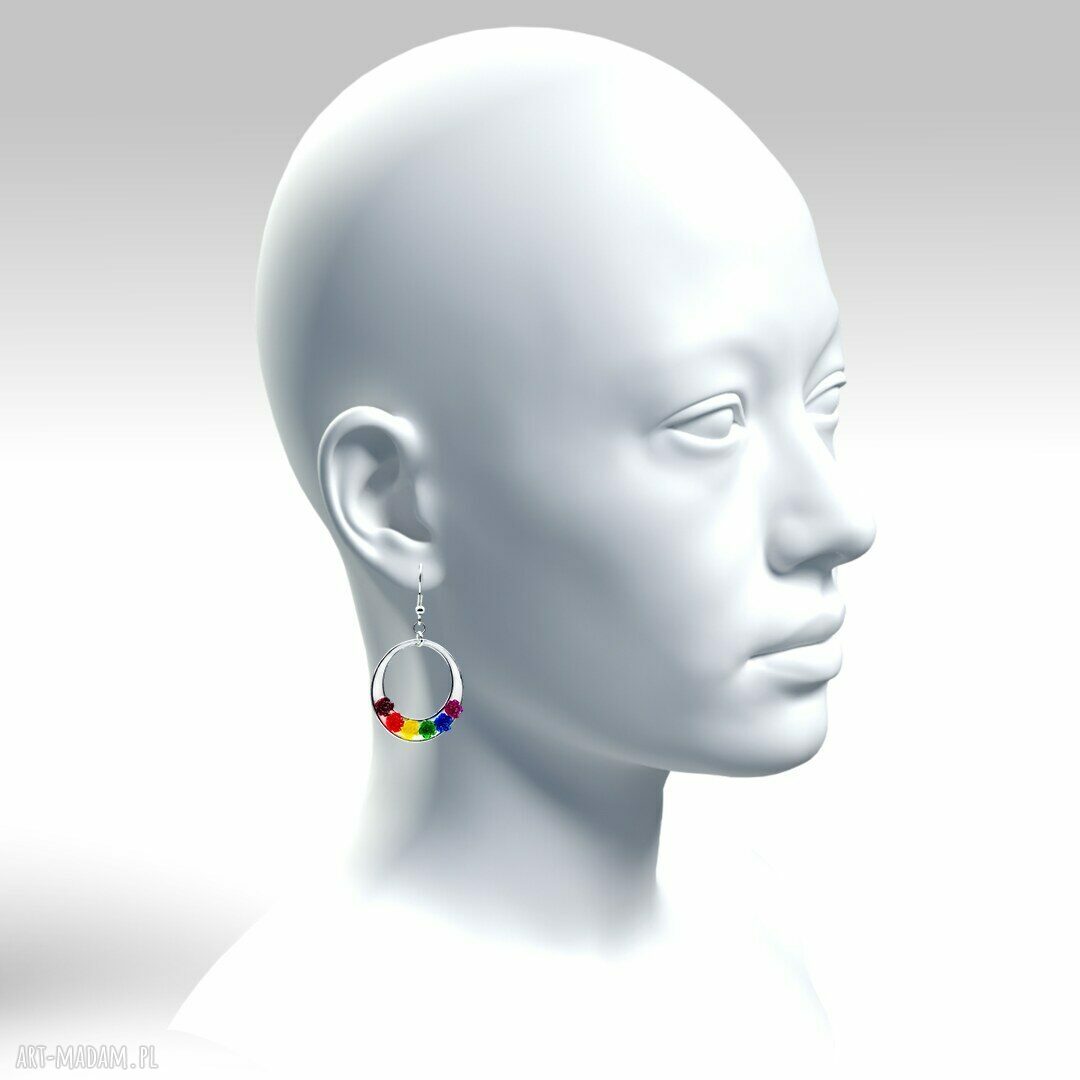 Kolczyki tęczowe Pride z żywicy 037