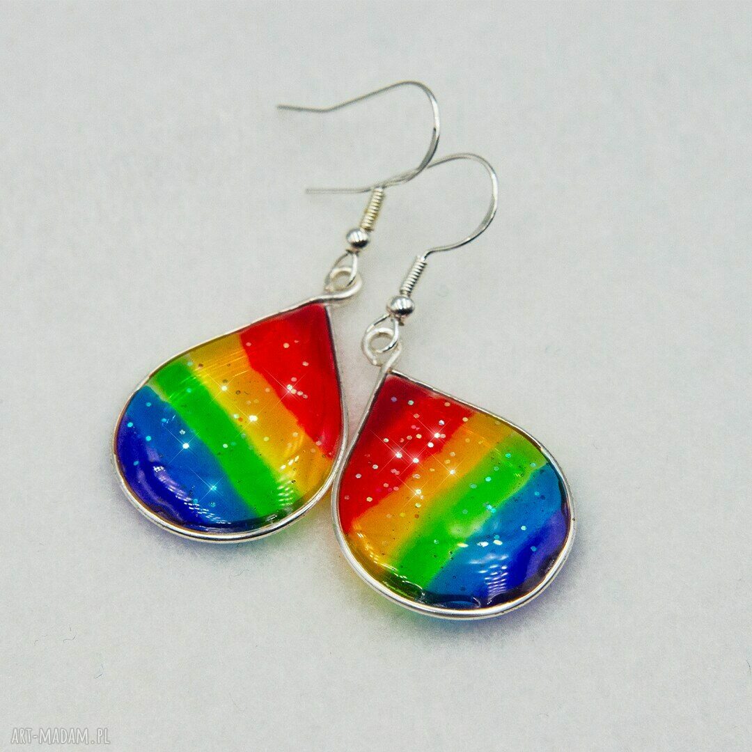 Kolczyki tęczowe z żywicy Pride LGBTQA 001 - ręcznie robione