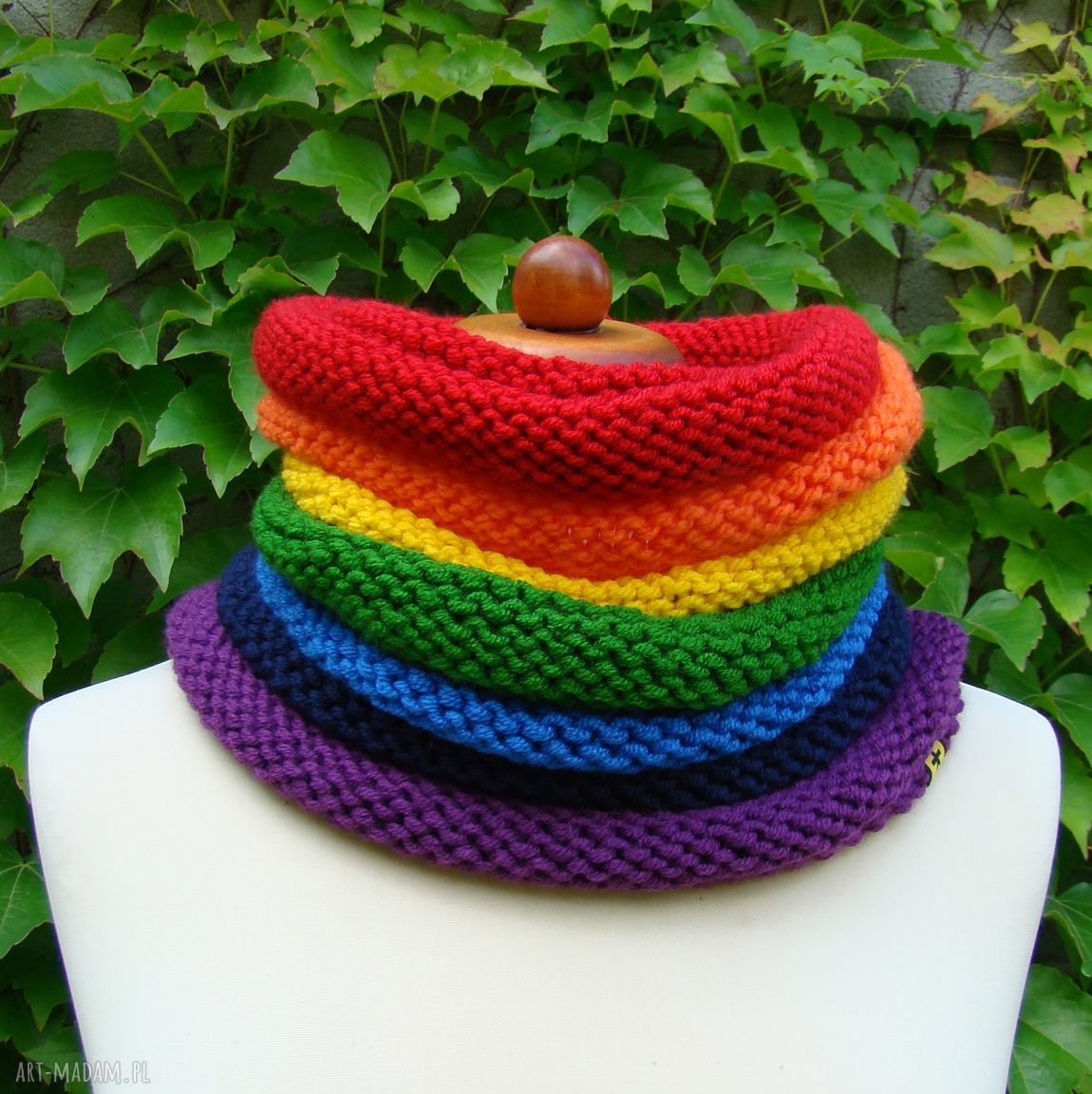 Tęczowy komin unisex handmade
