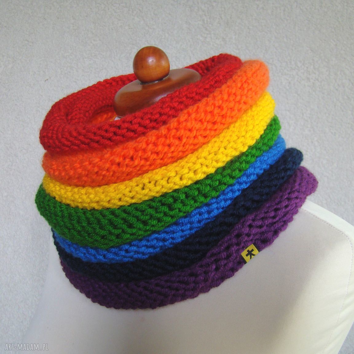 Tęczowy komin unisex handmade