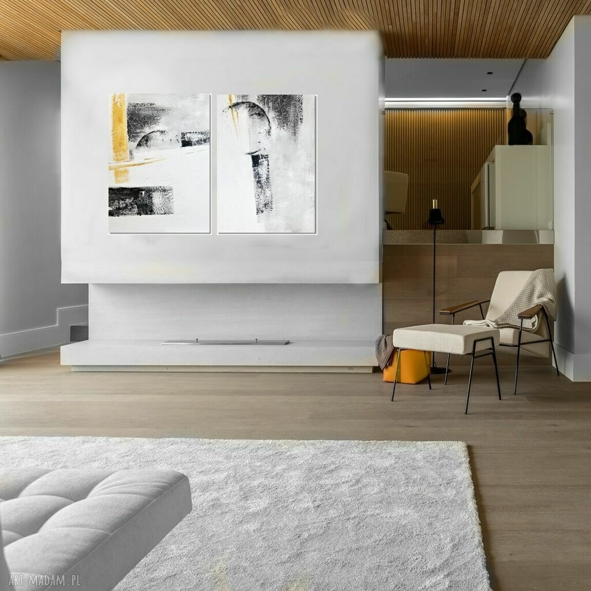 The Arrow 2 - abstrakcyjny duży obraz akrylowy na płótnie 140 x 100 cm (diptych)