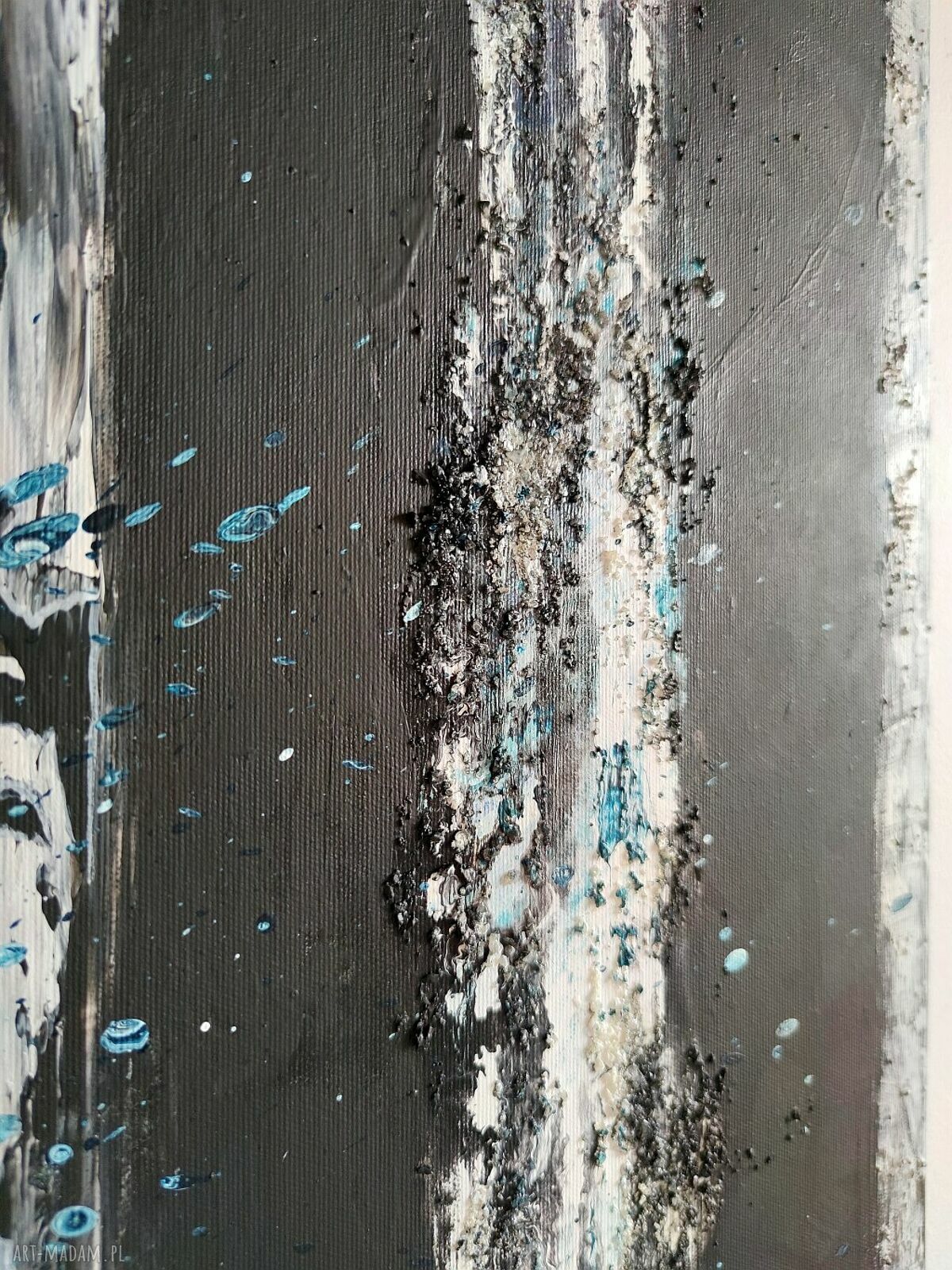 THE BLACK - ręcznie malowany obraz abstrakcyjny do salonu 60x90 cm z akrylu na płótnie