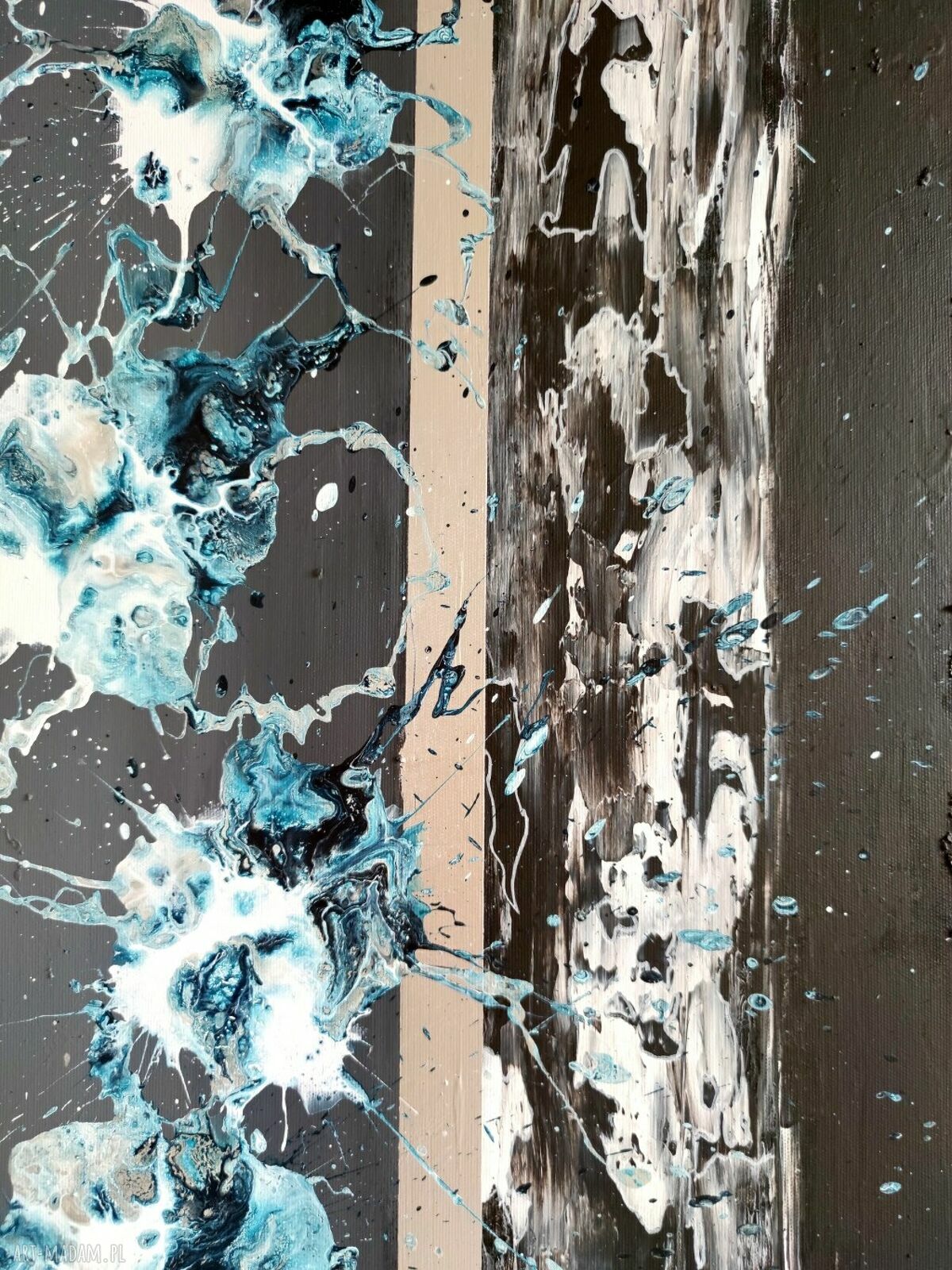 THE BLACK - ręcznie malowany obraz abstrakcyjny do salonu 60x90 cm z akrylu na płótnie