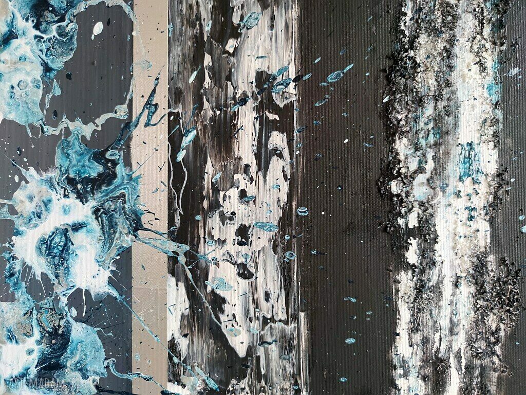 THE BLACK - ręcznie malowany obraz abstrakcyjny do salonu 60x90 cm z akrylu na płótnie