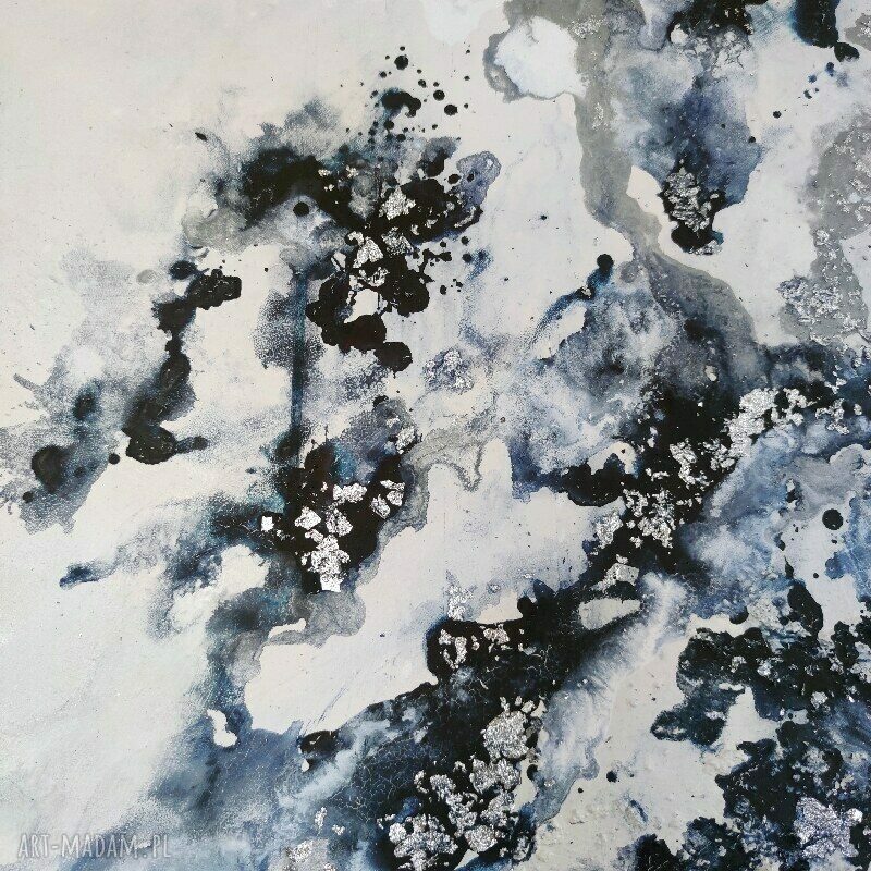Obraz abstrakcja THE CLOUDS 70x90 cm - ręcznie malowany akryl na płótnie do salonu