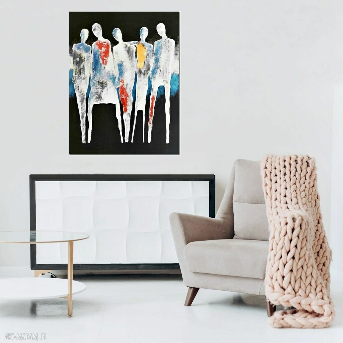 The In-Crowd IV - ręcznie malowany obraz abstrakcyjny na płótnie 80 x 100 cm