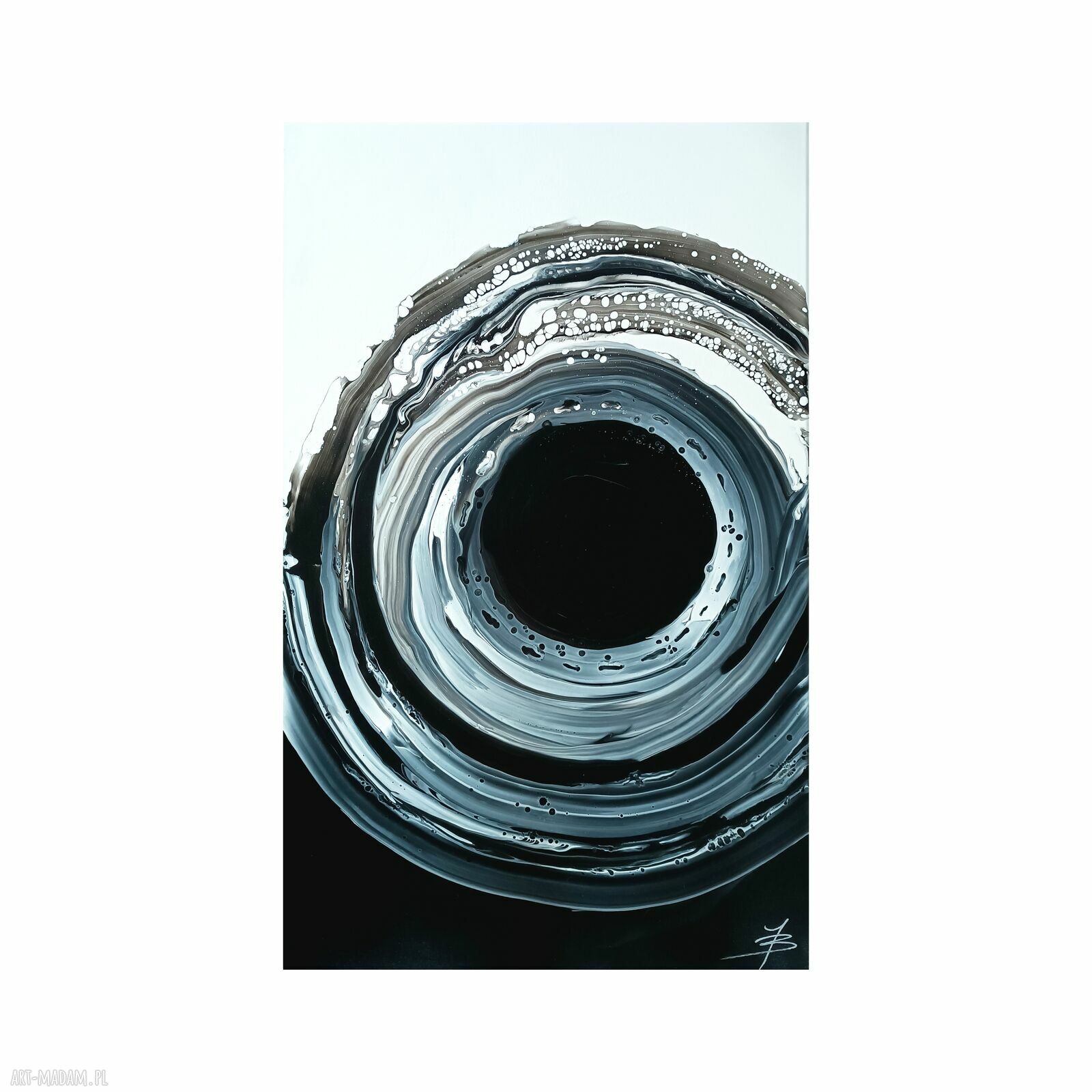 THE LOOP 50x80 - czarno-biały obraz abstrakcyjny akryl na płótnie