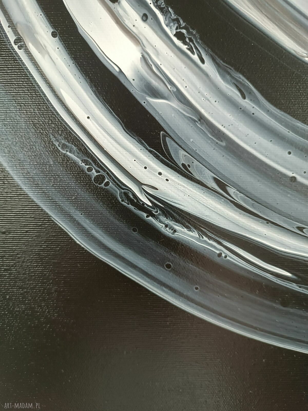 THE LOOP 50x80 - czarno-biały obraz abstrakcyjny akryl na płótnie