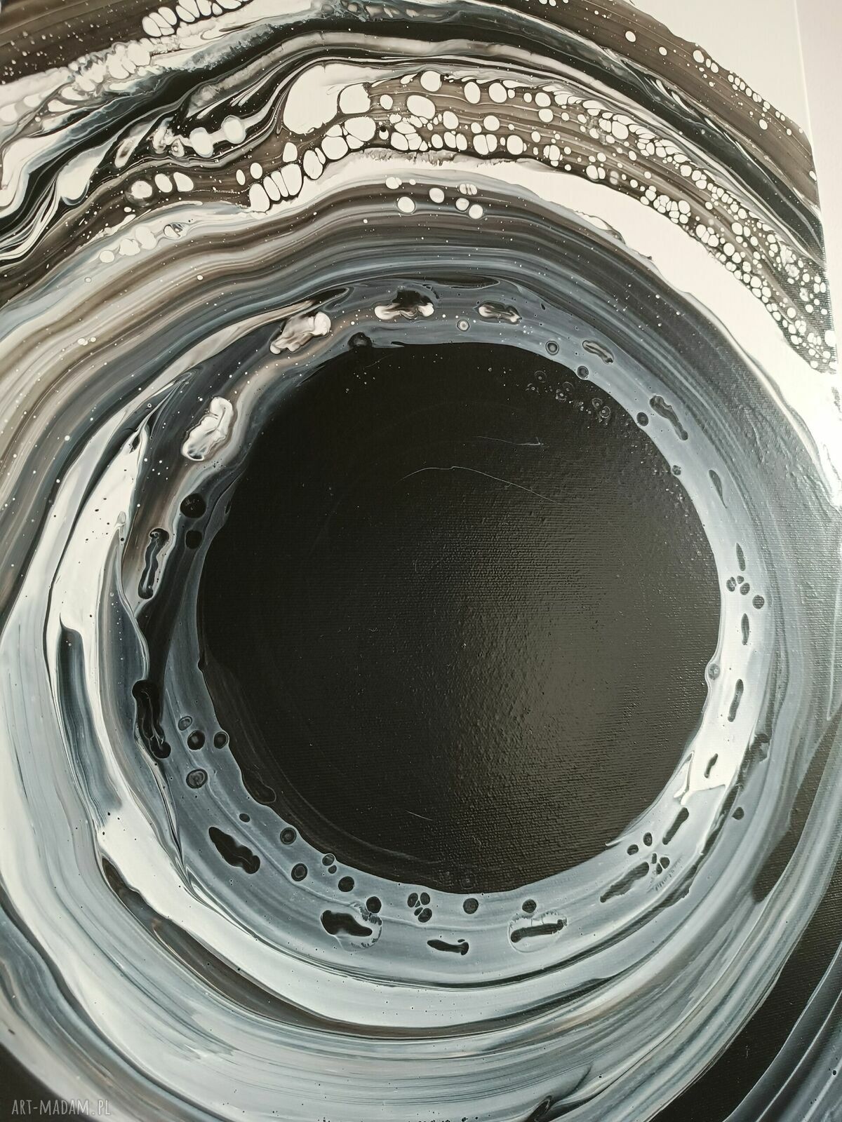 THE LOOP 50x80 - czarno-biały obraz abstrakcyjny akryl na płótnie