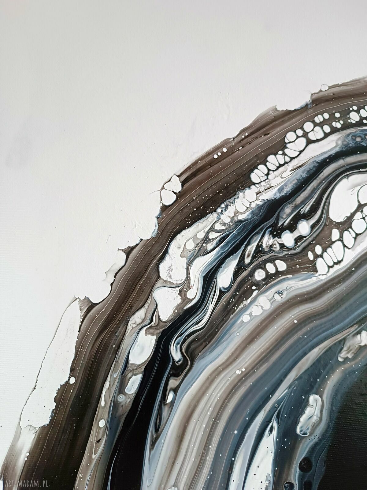 THE LOOP 50x80 - czarno-biały obraz abstrakcyjny akryl na płótnie