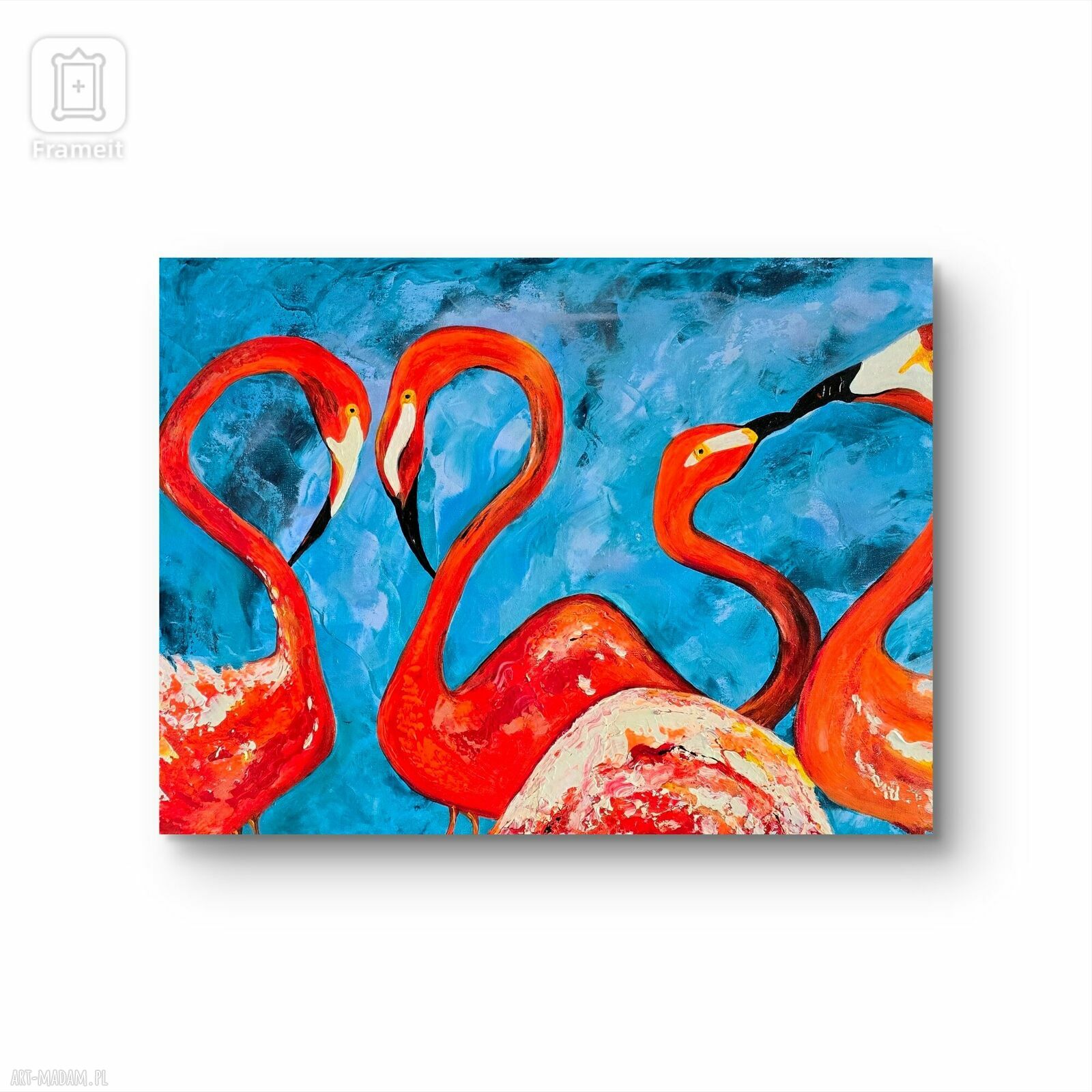 The power of love - walentynkowy obraz akrylowy 50x70 cm z flamingami (Ewa Mościszko)
