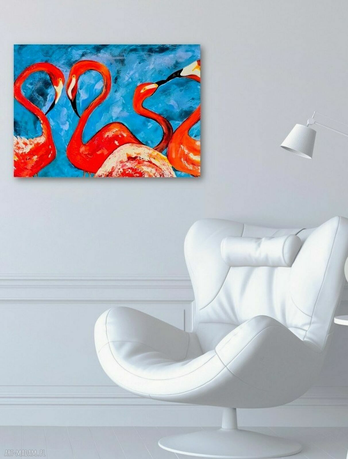 The power of love - walentynkowy obraz akrylowy 50x70 cm z flamingami (Ewa Mościszko)
