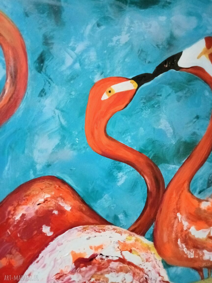 The power of love - walentynkowy obraz akrylowy 50x70 cm z flamingami (Ewa Mościszko)