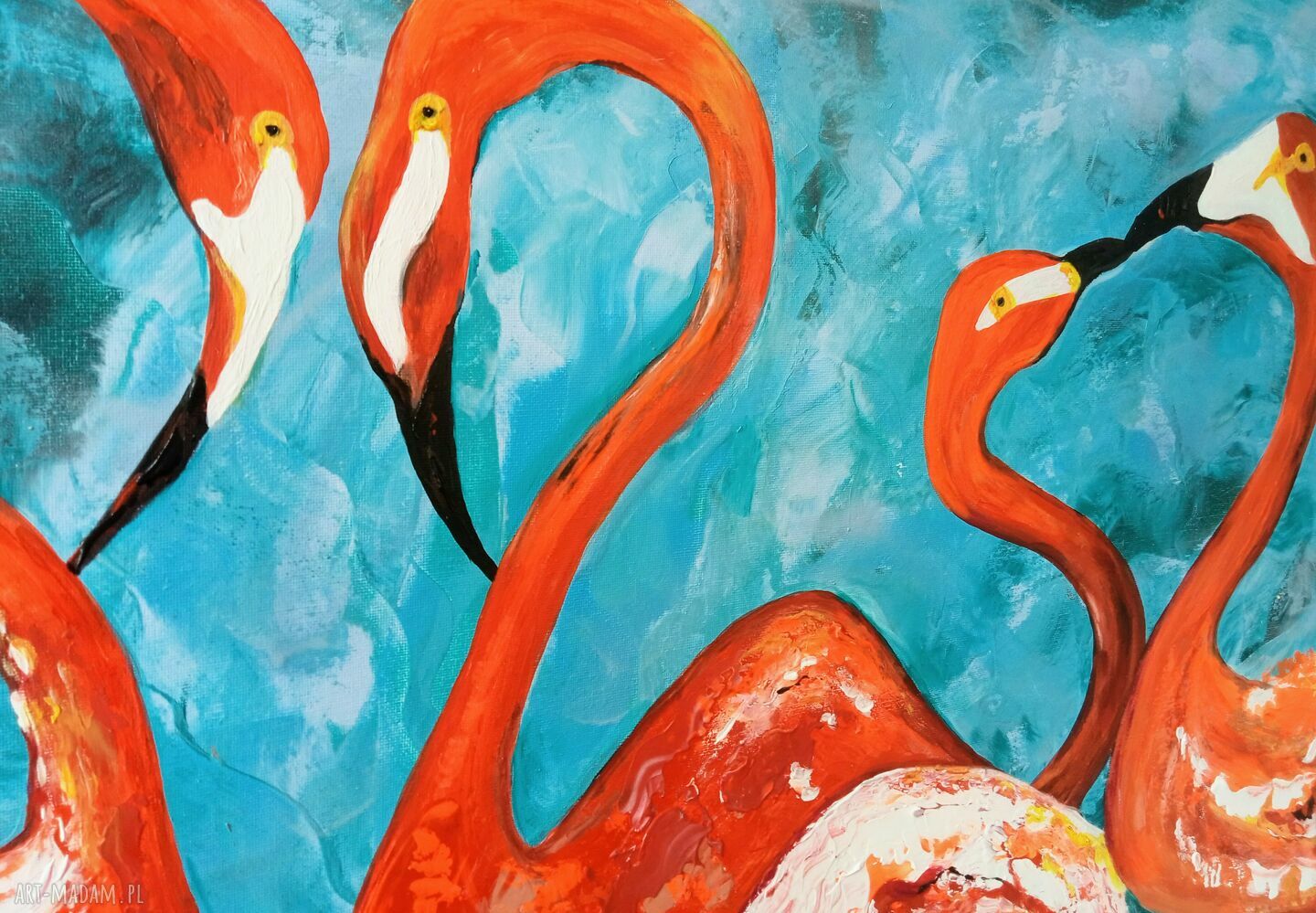 The power of love - walentynkowy obraz akrylowy 50x70 cm z flamingami (Ewa Mościszko)