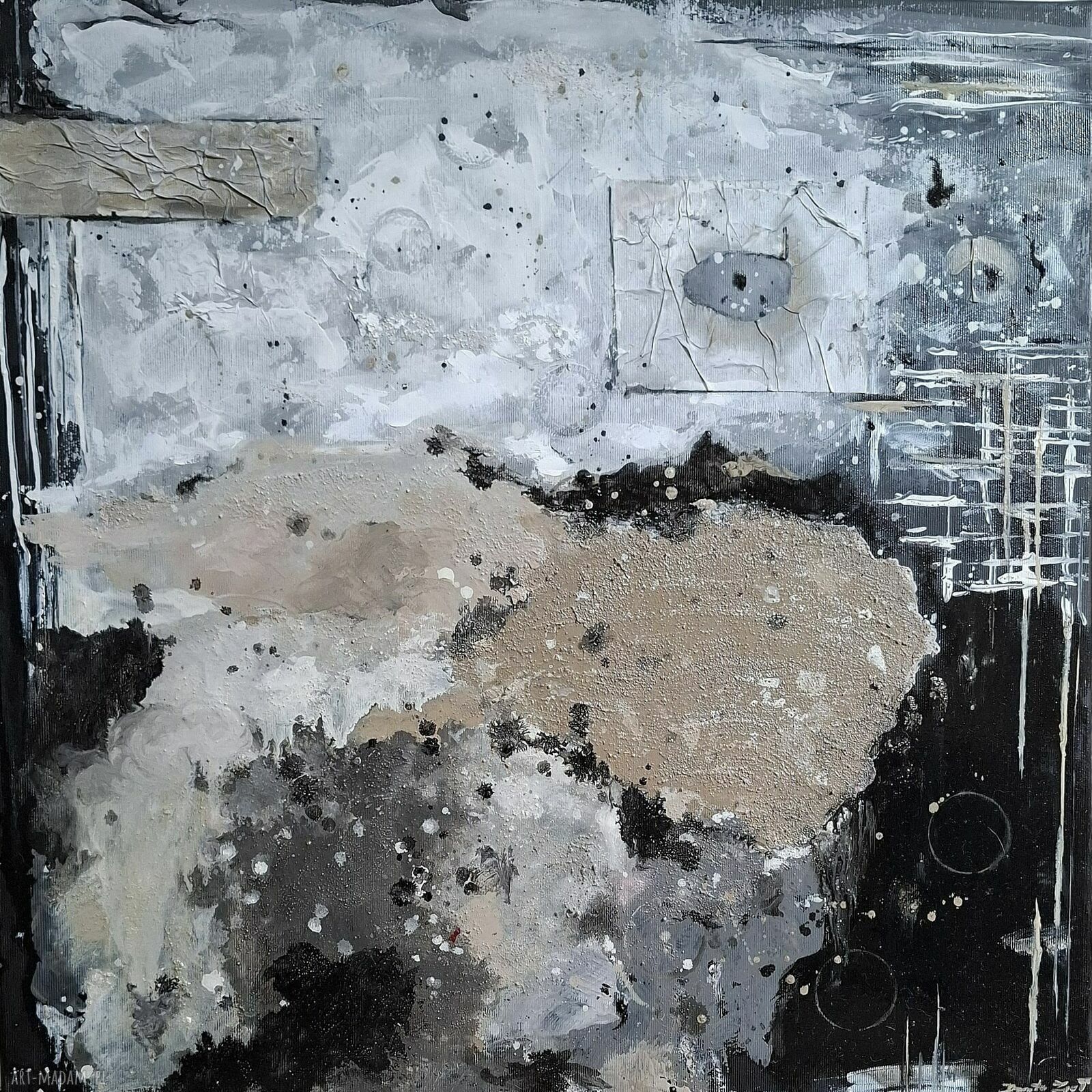 The Wall - ręcznie malowany obraz strukturalny do salonu 60x60 cm