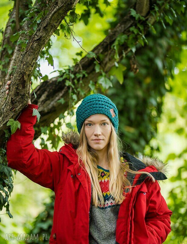 This is it Forest Biome - zielona czapka handmade, ciepła i luźna