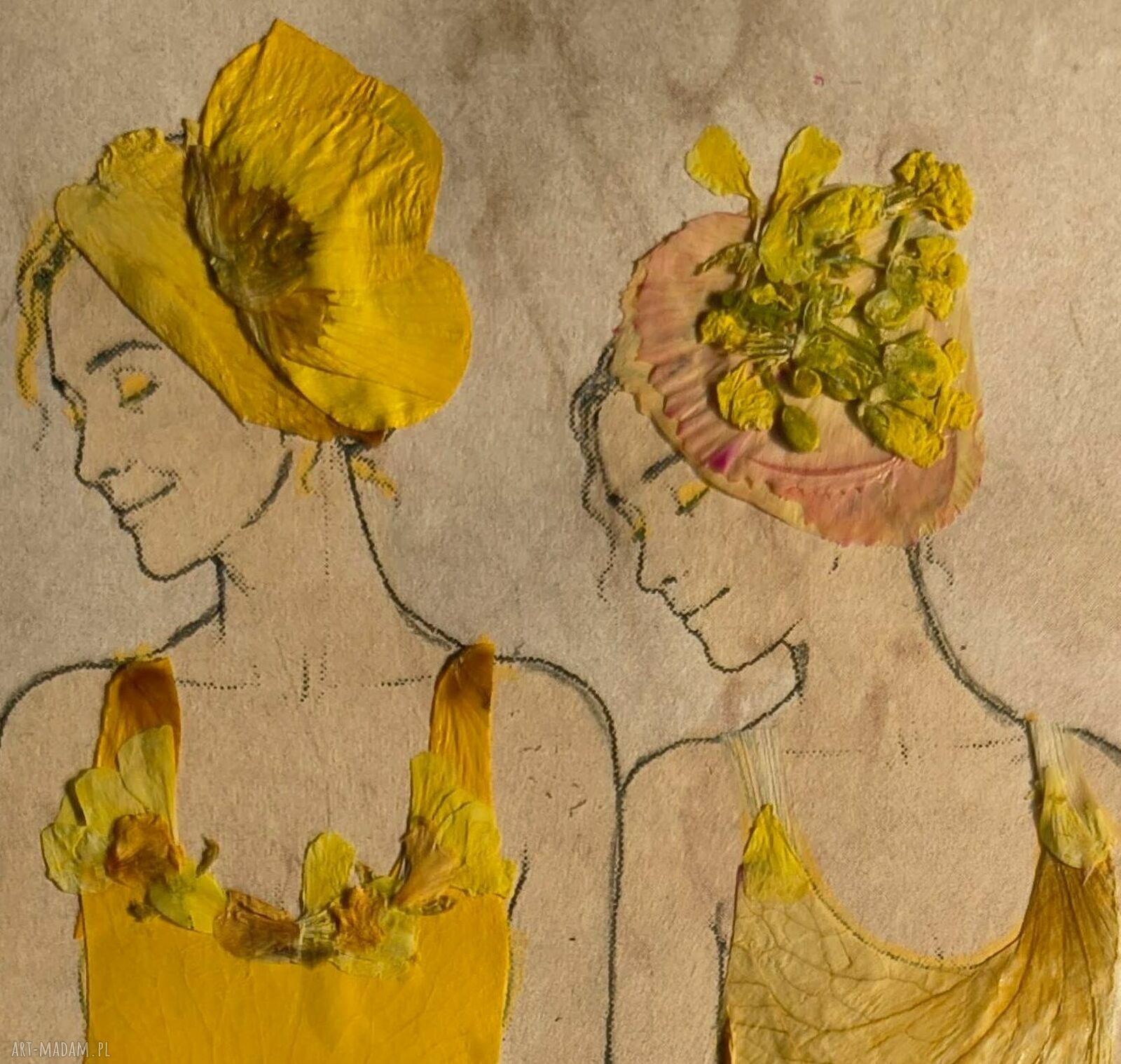 Three Women - obraz z prawdziwych suszonych kwiatów