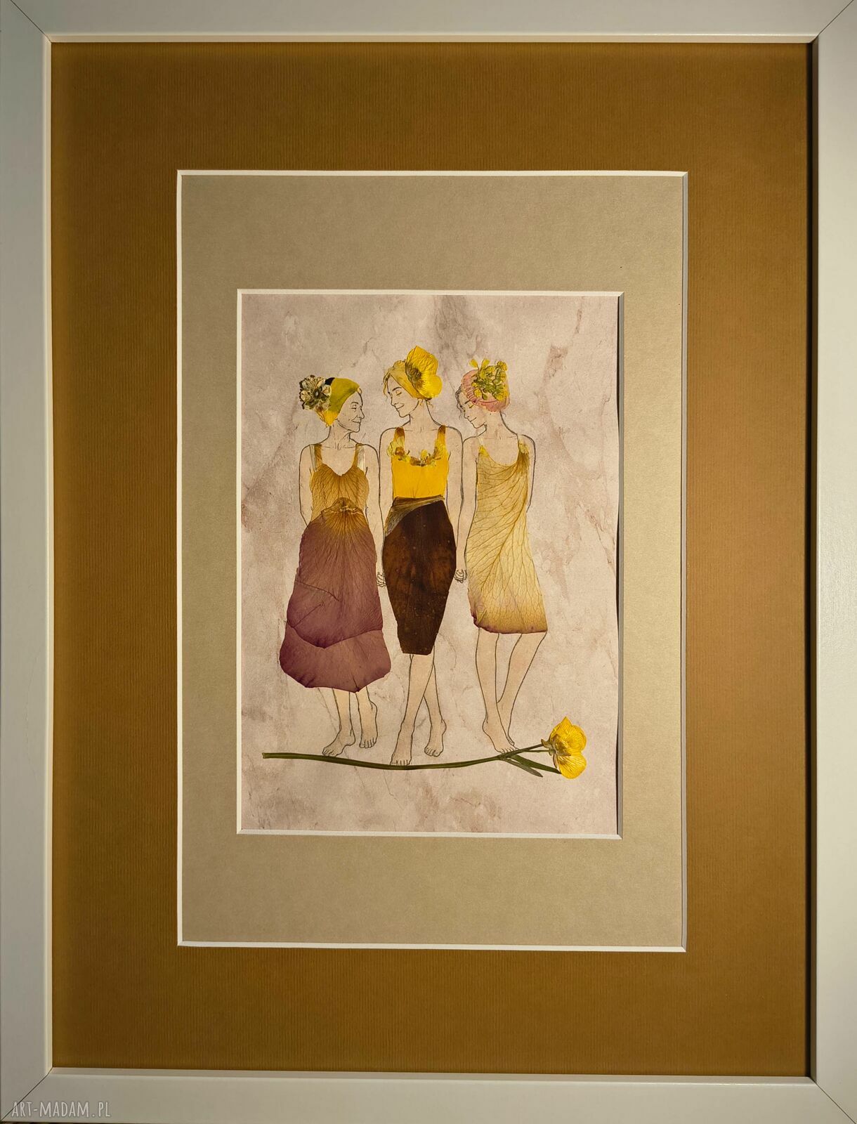 Three Women - obraz z prawdziwych suszonych kwiatów