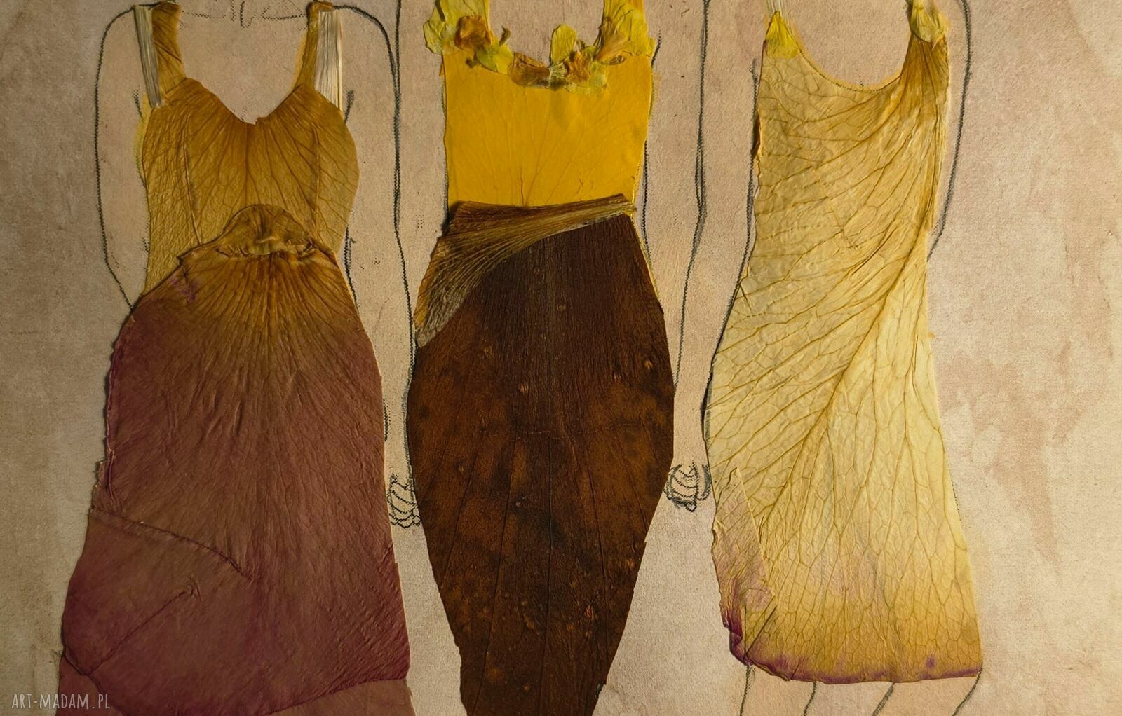 Three Women - obraz z prawdziwych suszonych kwiatów
