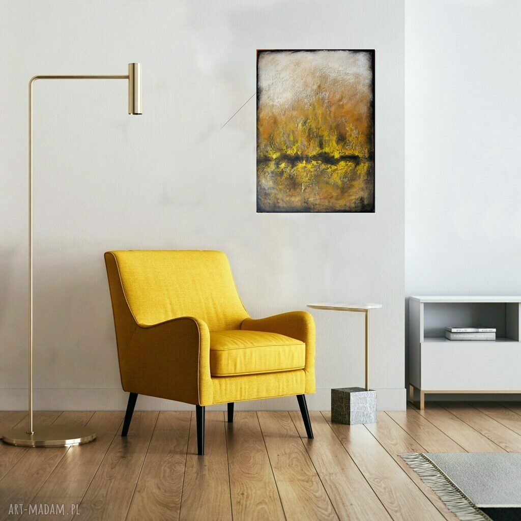 Tierra de Ambar - abstrakcyjny obraz ręcznie malowany na płótnie 50x70 cm