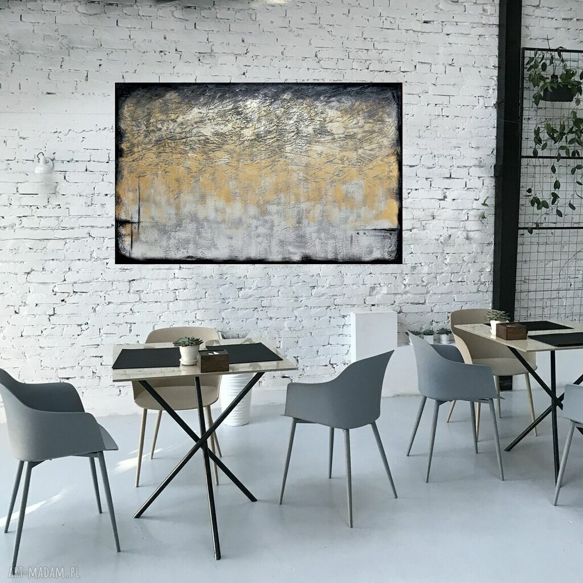 Tierra del Oro 3 - nowoczesny obraz abstrakcyjny z fakturą i antycznym złotem 120x80 cm