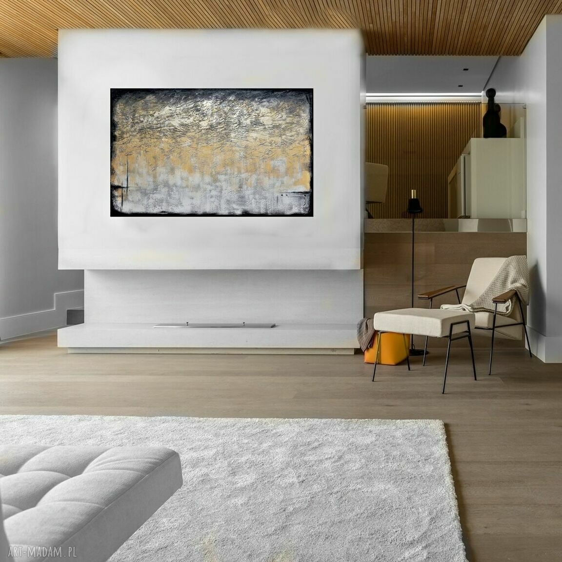 Tierra del Oro 3 - nowoczesny obraz abstrakcyjny z fakturą i antycznym złotem 120x80 cm