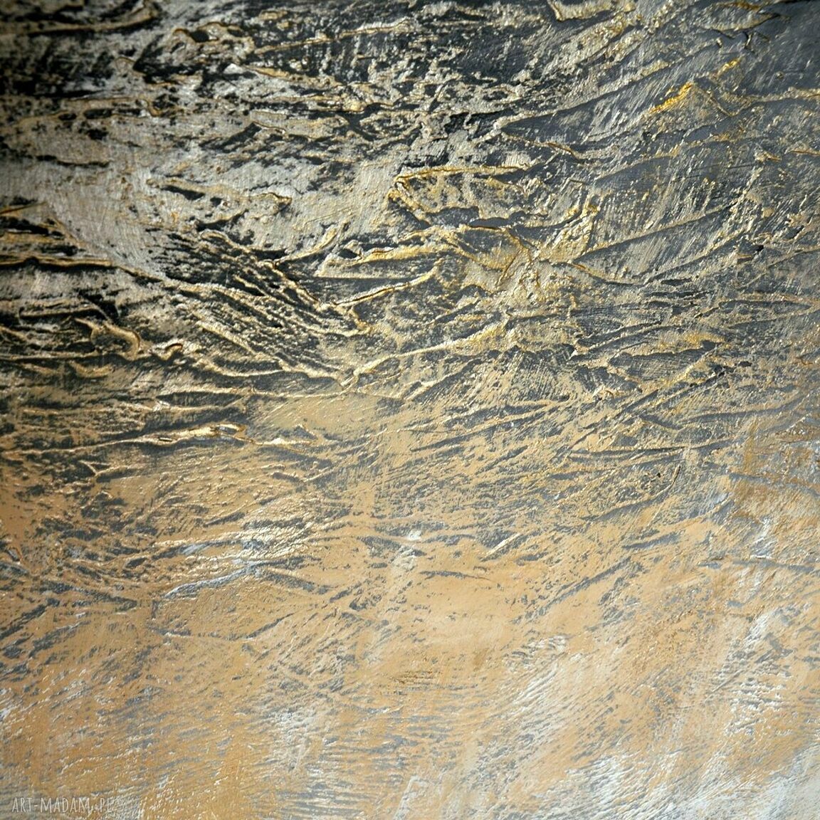 Tierra del Oro 3 - nowoczesny obraz abstrakcyjny z fakturą i antycznym złotem 120x80 cm