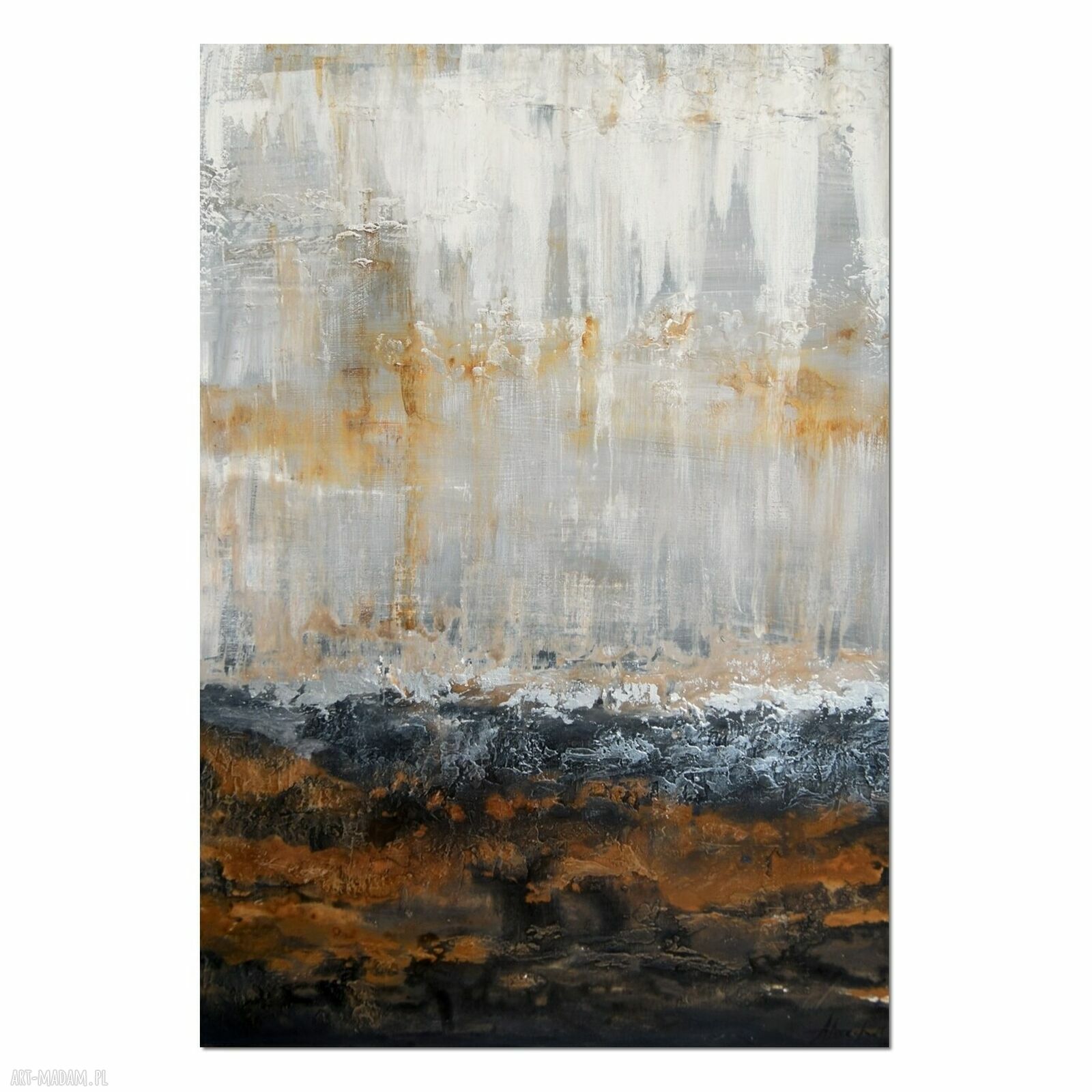 Tierra el Hierro 4 - nowoczesna abstrakcja ręcznie malowana akrylem 70x100 cm do salonu
