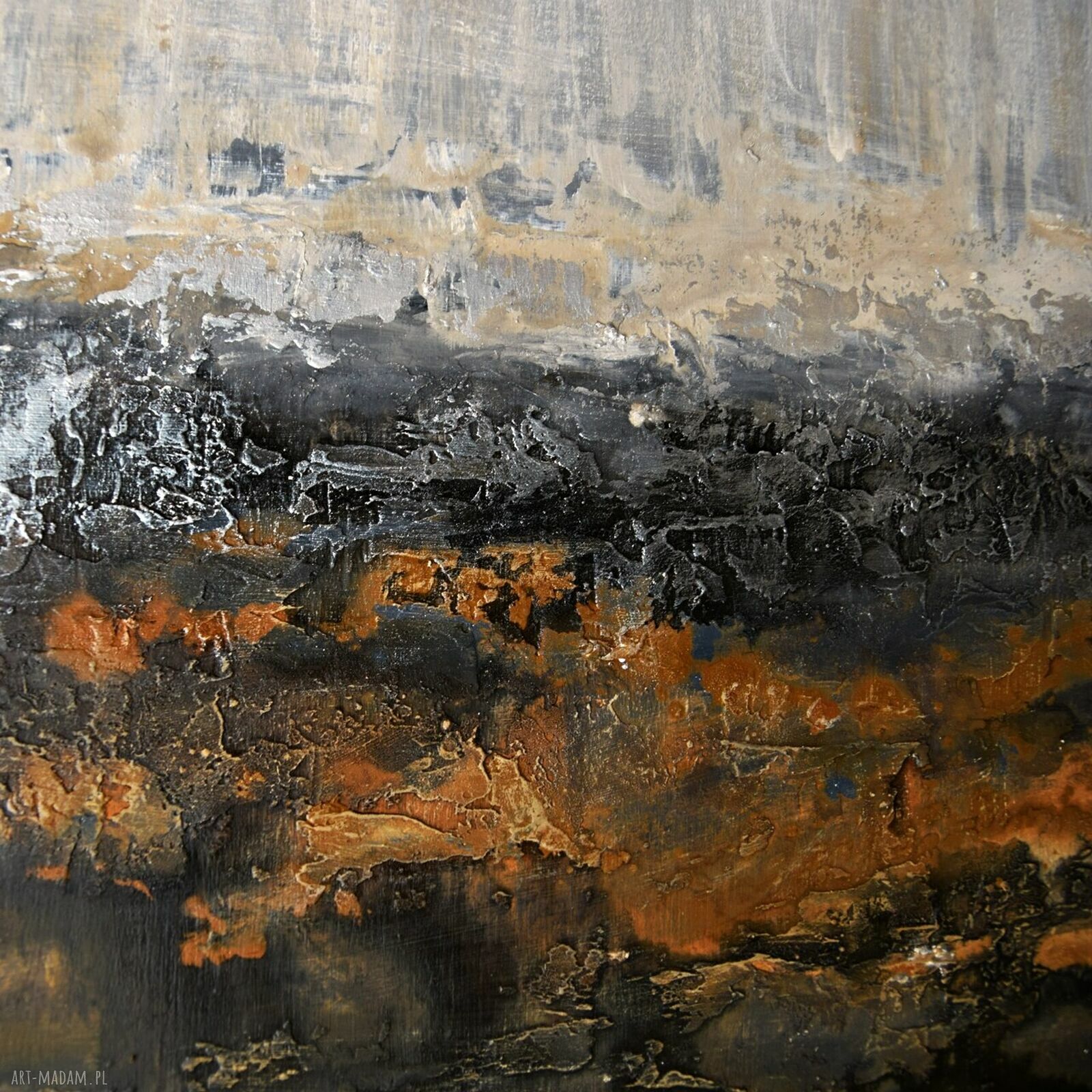 Tierra el Hierro 4 - nowoczesna abstrakcja ręcznie malowana akrylem 70x100 cm do salonu