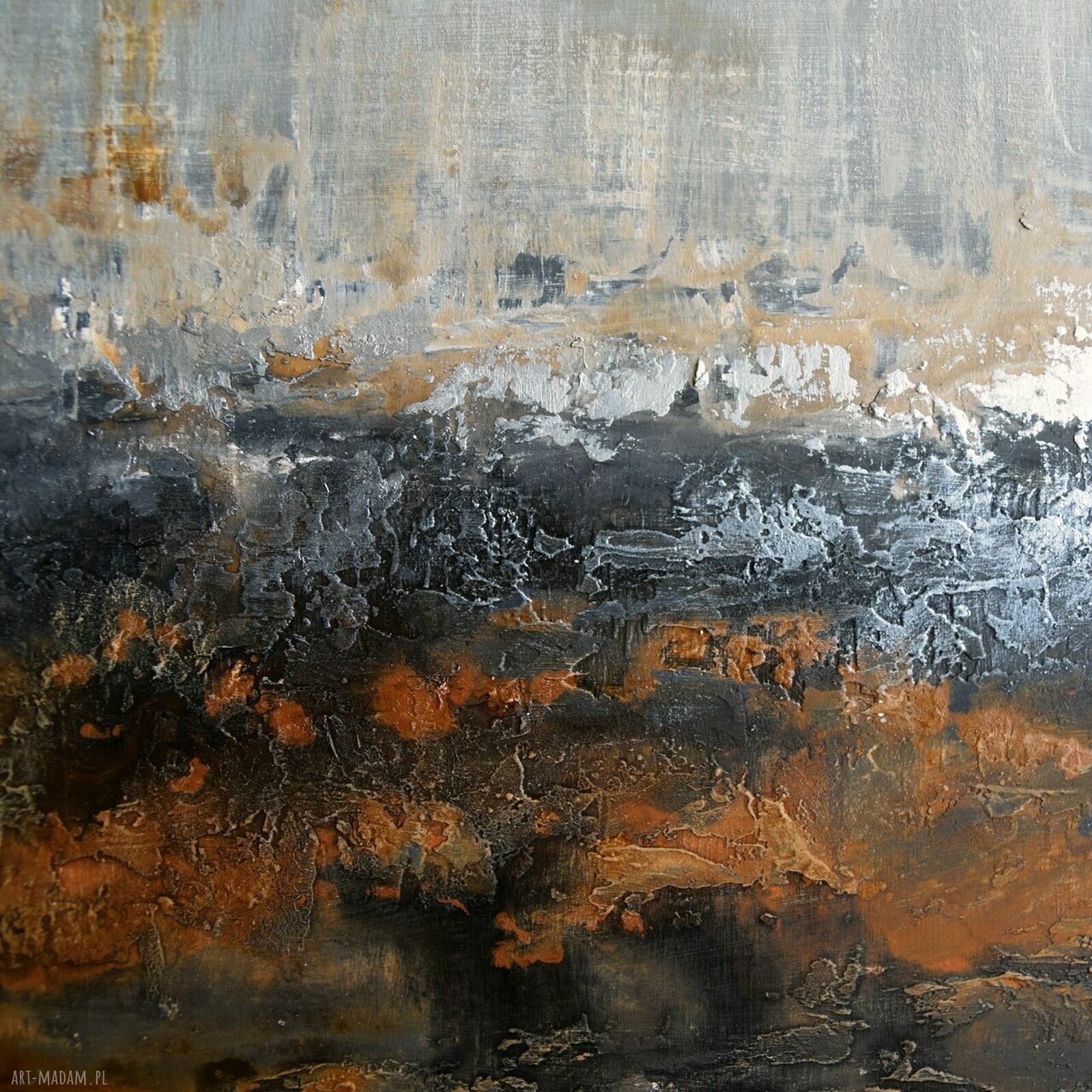 Tierra el Hierro 4 - nowoczesna abstrakcja ręcznie malowana akrylem 70x100 cm do salonu