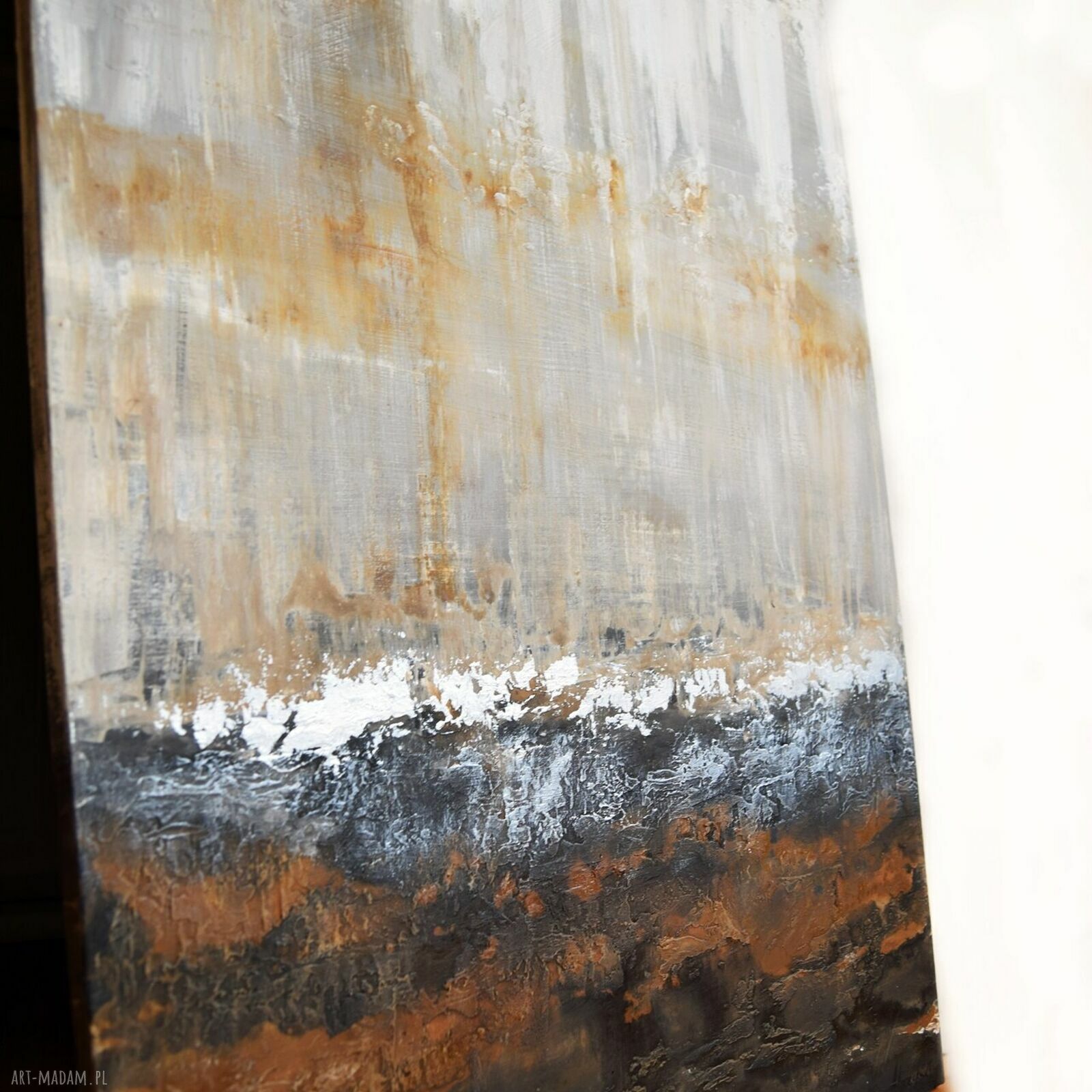 Tierra el Hierro 4 - nowoczesna abstrakcja ręcznie malowana akrylem 70x100 cm do salonu