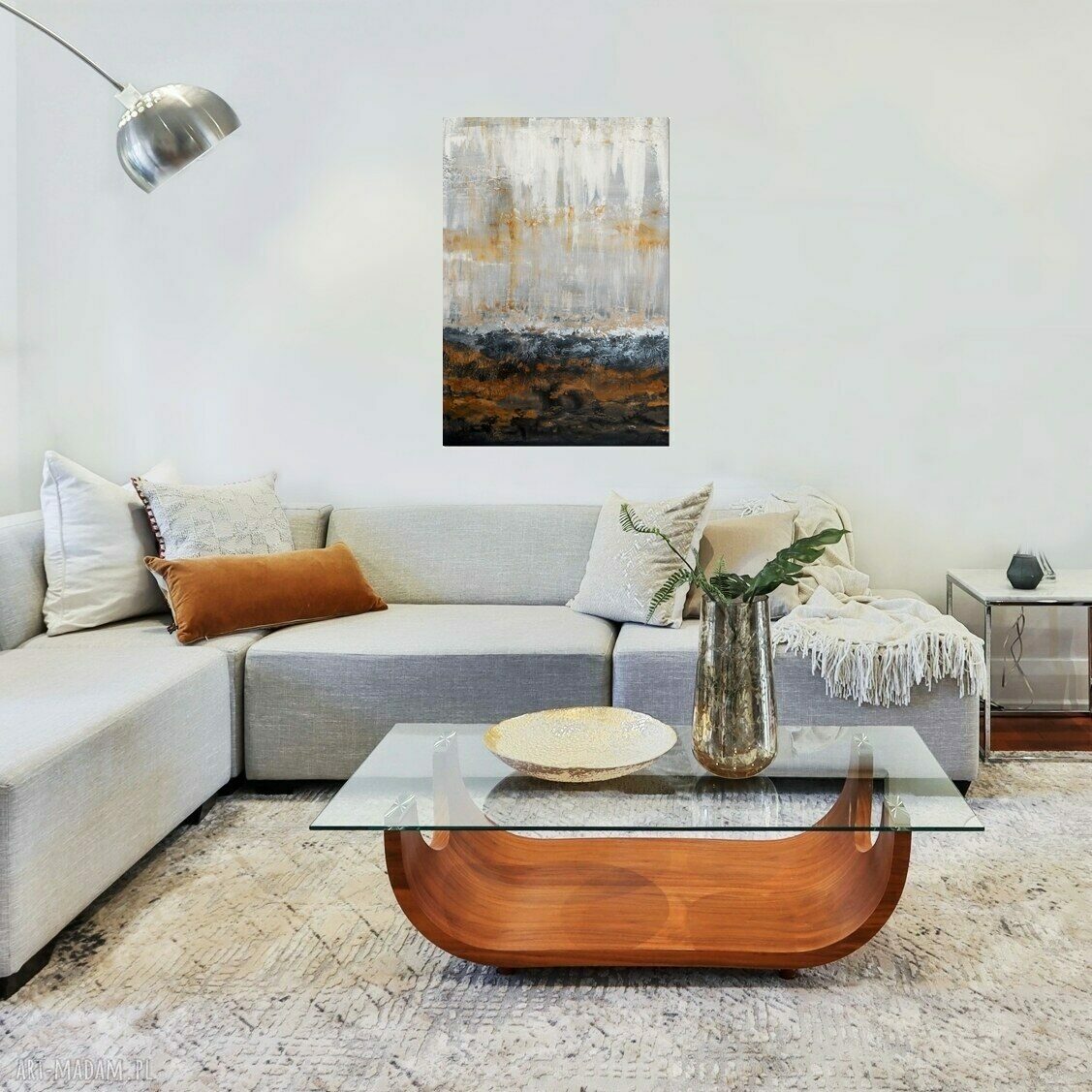 Tierra el Hierro 4 - nowoczesna abstrakcja ręcznie malowana akrylem 70x100 cm do salonu