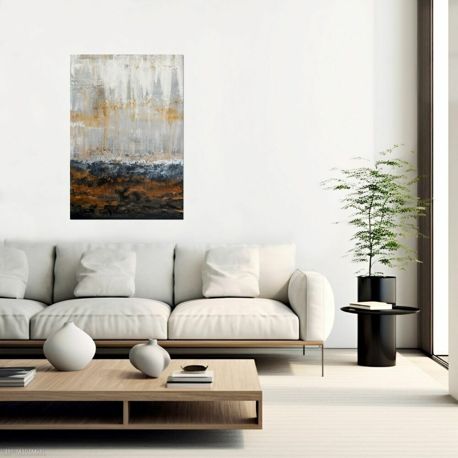 Tierra el Hierro 4 - nowoczesna abstrakcja ręcznie malowana akrylem 70x100 cm do salonu