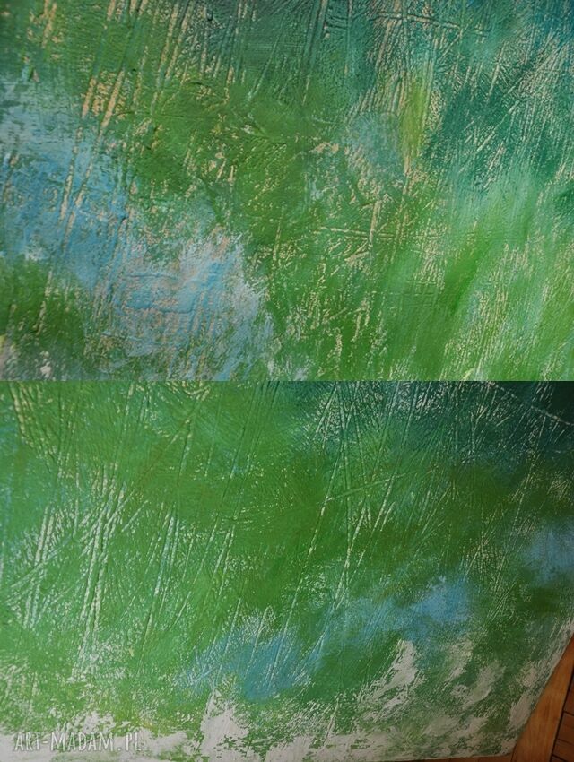Tierra Verde - abstrakcja w nowoczesnym stylu, ręcznie malowany obraz do salonu