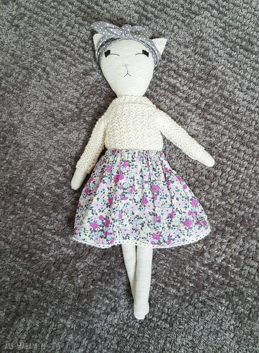 Tilda kotek maskotka - ręcznie szyta lalka ok. 40 cm