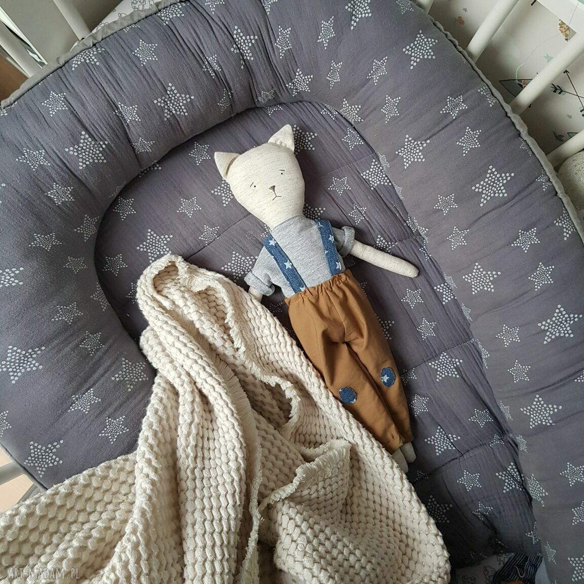 Tilda kotek chłopiec - przytulanka z lnu bawełnianego 42 cm