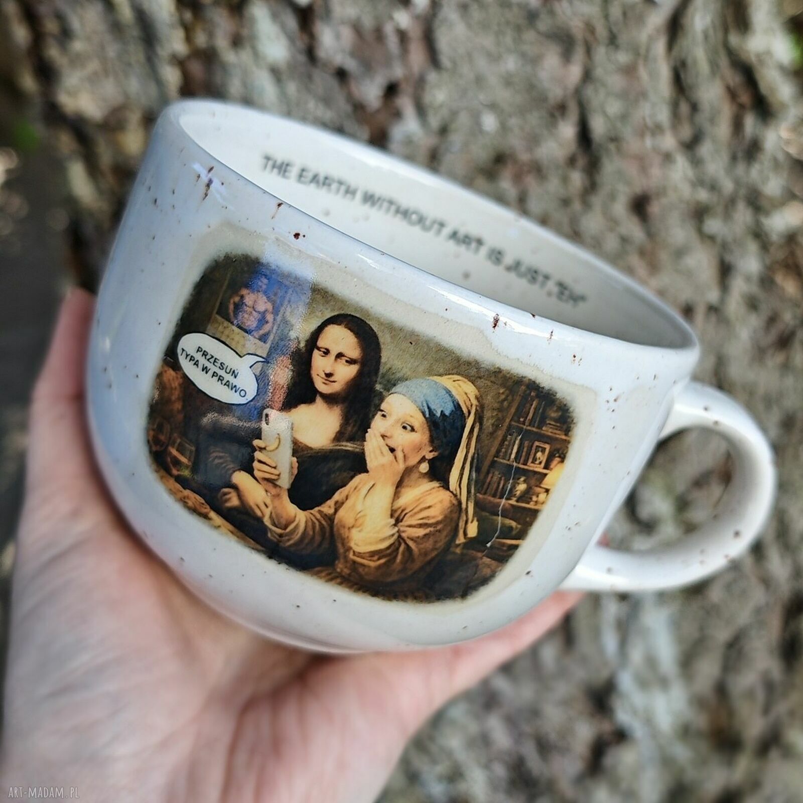 Kubek ceramiczny XXL 600 ml "TINDER" - Mona Lisa z perłą