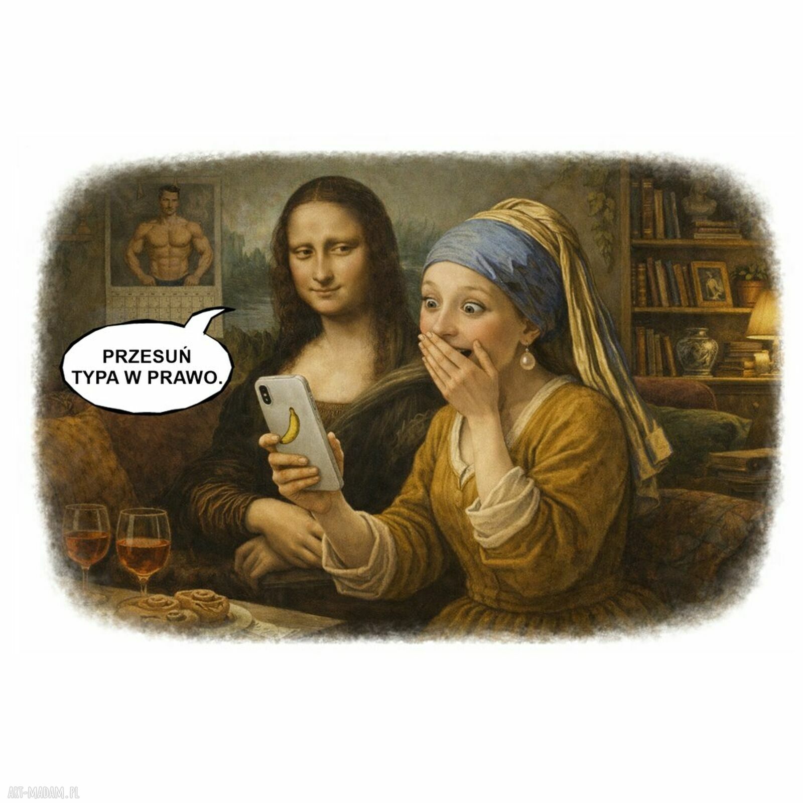 Kubek ceramiczny XXL 600 ml "TINDER" - Mona Lisa z perłą