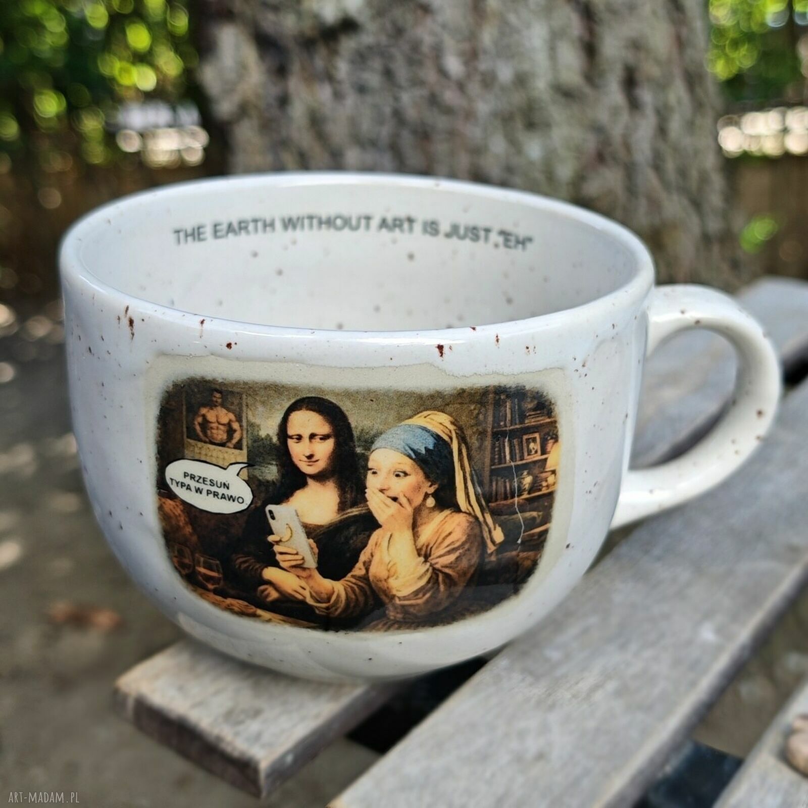Kubek ceramiczny XXL 600 ml "TINDER" - Mona Lisa z perłą
