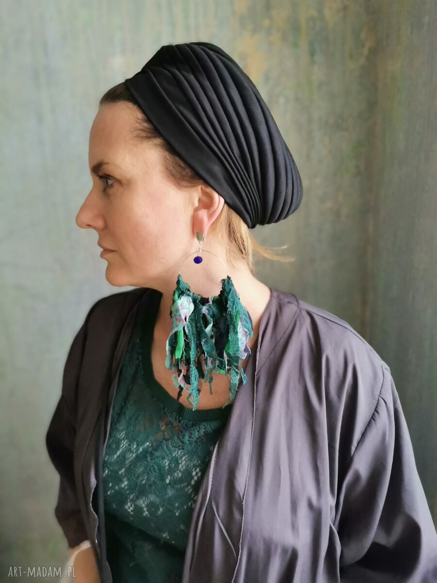 Koronkowe klipsy boho etno - lekkie i kolorowe od Rudy Klary