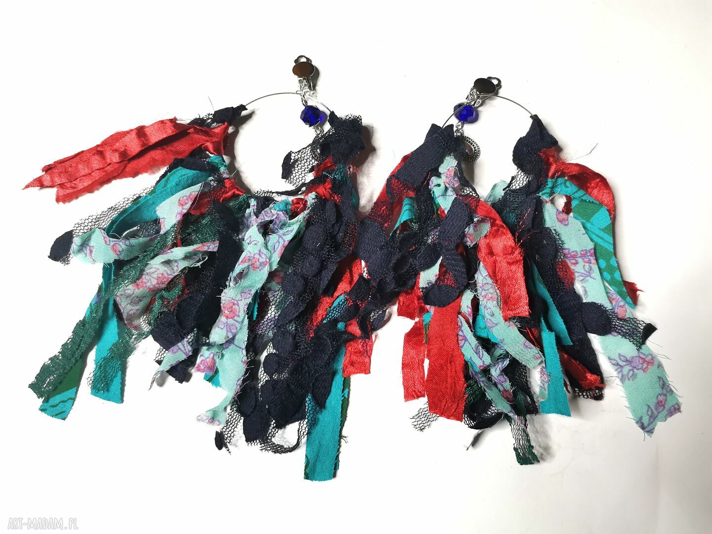Klipsy tipsem z koronką i chwostami boho - długie i lekkie